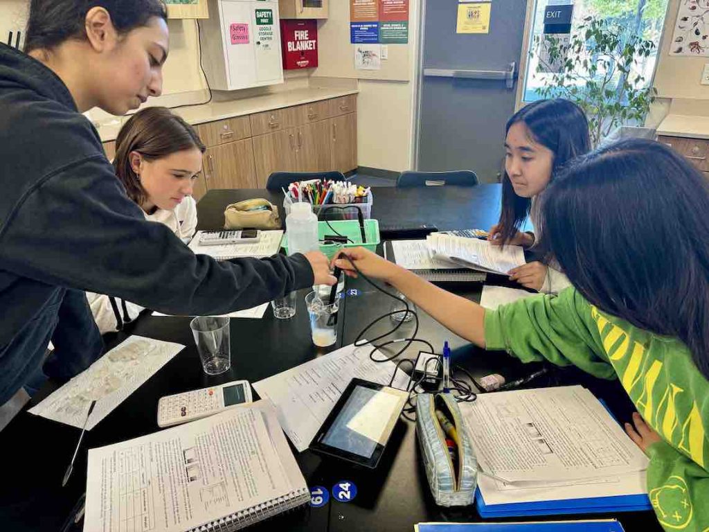 Biotech students working in the lab.