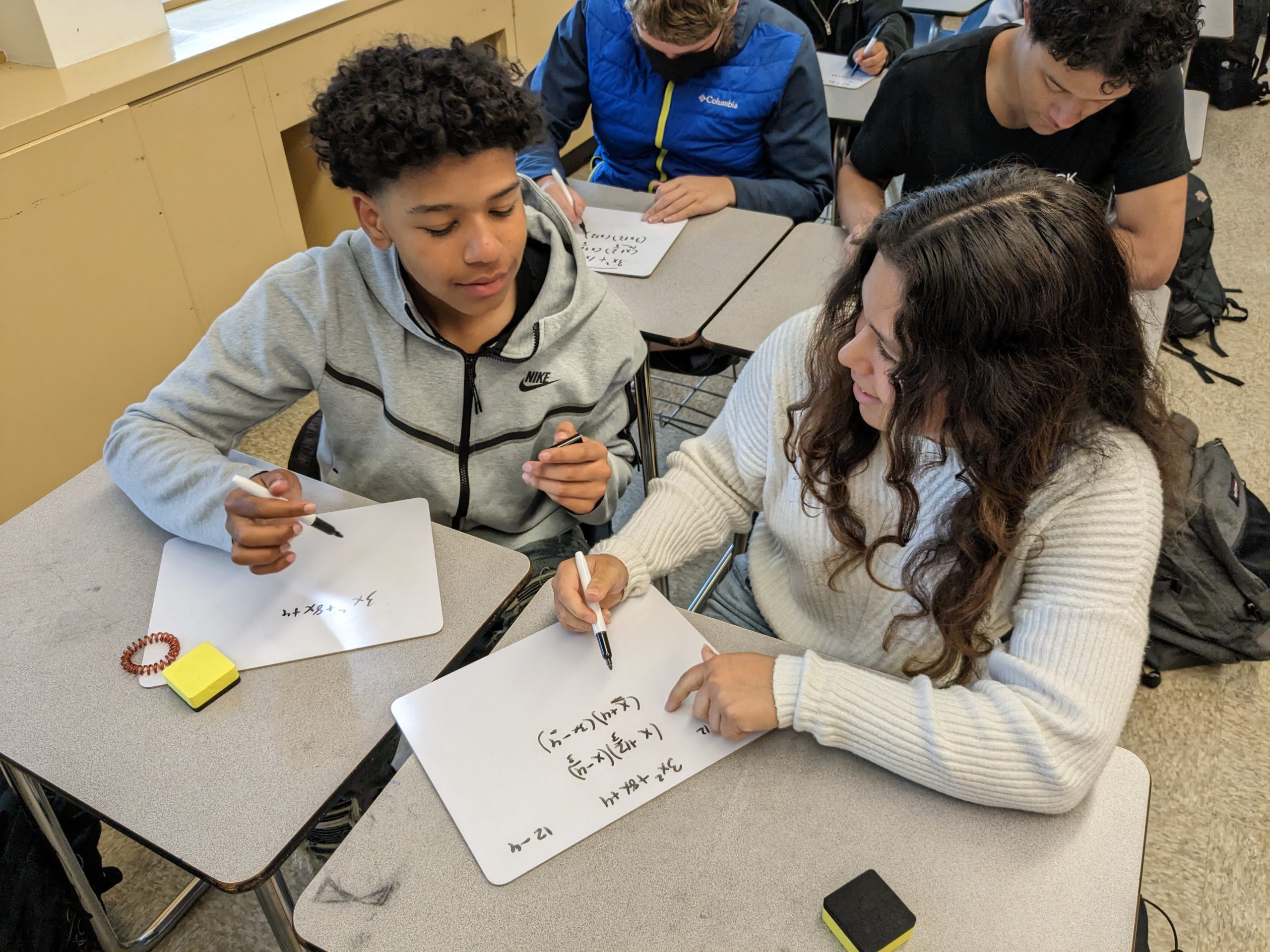 Carlmont students collaborating on math problems